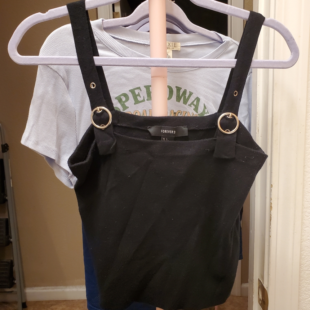 Forever 21 Black Tank with Circle Ring Strap